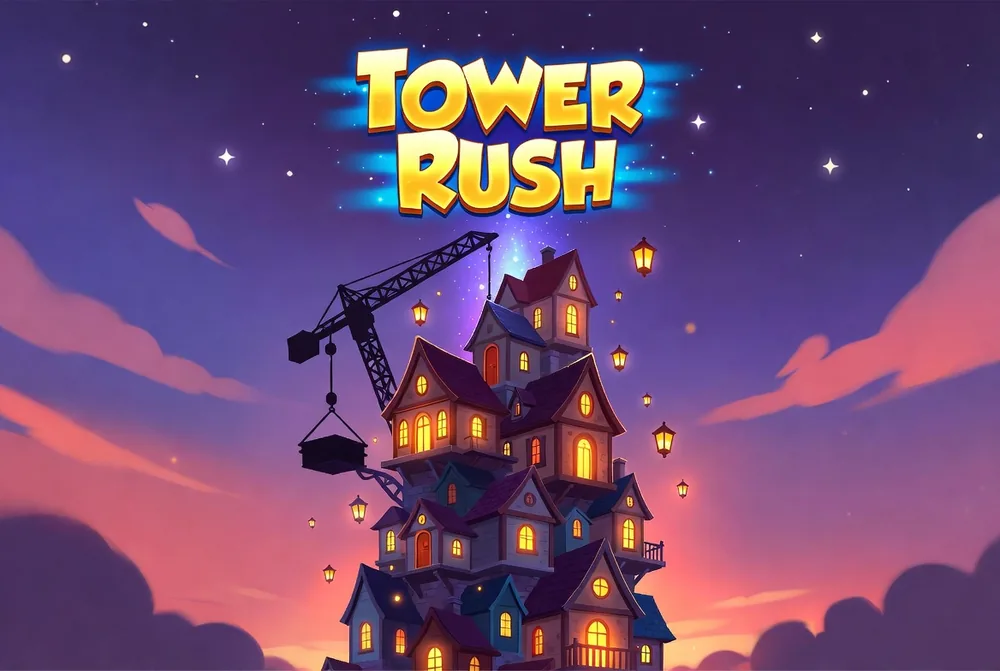Night-time Tower Rush artwork as it appears in a casino crash lobby
